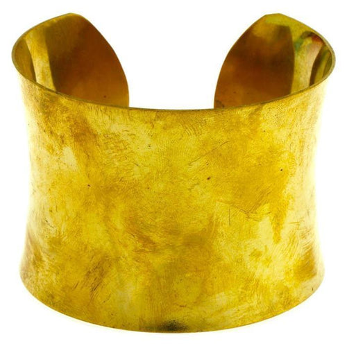 Messing Brass Armreif golden breit gewölbt 63 mm nickelfrei offen verstellbar antik Tribal Schmuck - chic - net.de