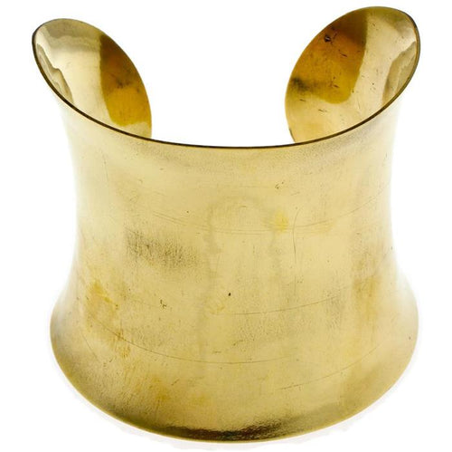 Messing Brass Armreif golden breit gewölbt 71 mm lang nickelfrei verstellbar antik Tribal Schmuck - chic - net.de