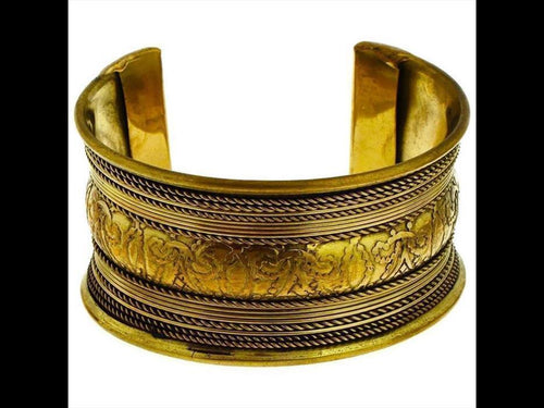 Messing Brass Armreif golden Ornamente Seile Ringe 33 mm nickelfrei verstellbar antik Tribal Schmuck - chic - net.de