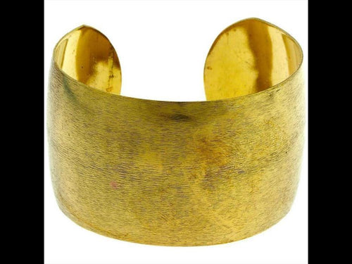 Messing Brass Armreif golden schraffiert breit gewölbt 38 mm nickelfrei verstellbar antik Tribal - chic - net.de