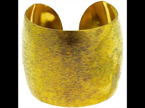 Messing Brass Armreif golden schraffiert breit gewölbt 51 mm nickelfrei verstellbar antik - chic - net.de
