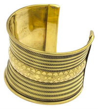 Load image into Gallery viewer, Messing Brass Armreif Seile Blumen Linien oxidiert gold nickelfrei antik Seile Tribal Schmuck - chic - net.de

