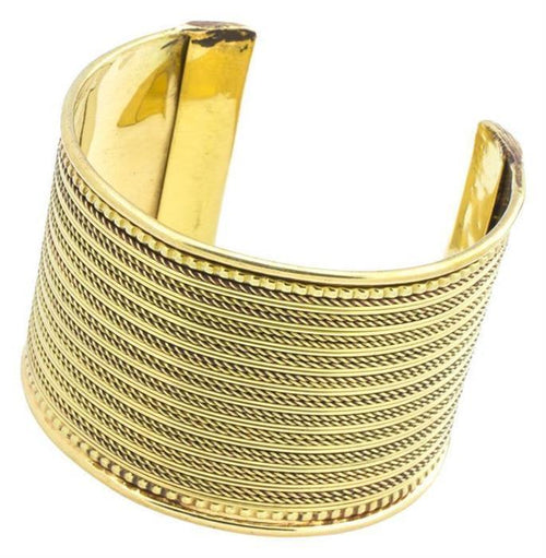 Messing Brass Armreif Seile Linien Punkte oxidiert gold nickelfrei antik Seile Tribal Schmuck - chic - net.de