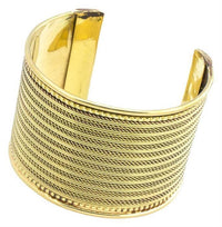 Load image into Gallery viewer, Messing Brass Armreif Seile Linien Punkte oxidiert gold nickelfrei antik Seile Tribal Schmuck - chic - net.de
