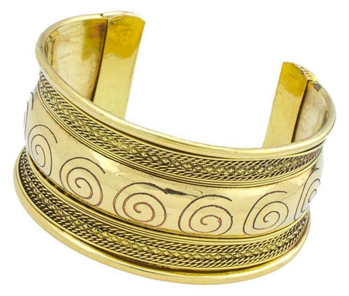 Messing Brass Armreif Spirale Wölbung oxidiert gold nickelfrei antik Seile Tribal Schmuck - chic - net.de