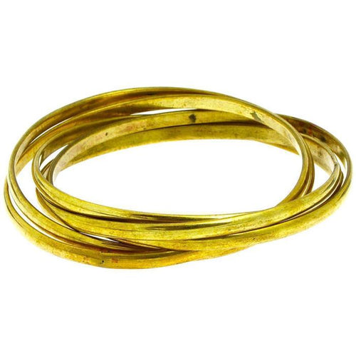 Messing Brass drei Armreife ineinander golden glänzend nickelfrei 69 mm antik Tribal Schmuck - chic - net.de