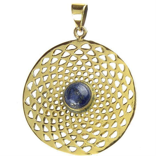 Messing Brass Tribal Anhänger Dalie Lapis antik golden Kette Damen nickelfrei Schmuck - chic - net.de