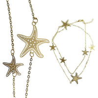 Load image into Gallery viewer, Messing Kette golden fein eingearbeitete Seesterne dünn filigran 93 - 98 cm - chic - net.de
