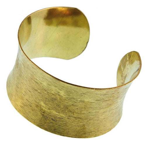 Messing konkav Armreif golden schraffiert breit gewölbt 37 mm nickelfrei verstellbar antik Tribal - chic - net.de