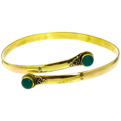 Messing Oberarmreif Armreif gold Jade rund Seil Spiralbogen nickelfrei verstellbar Tribal Oberarm - chic - net.de
