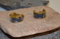 Load image into Gallery viewer, Messing Ohrringe gold Abalone Muschel Imitat Creolen - chic - net.de
