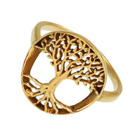Load image into Gallery viewer, Messing Ring Baum des Lebens rund dünn Brass antik golden nickelfrei Tribal Schmuck - chic - net.de
