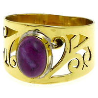 Load image into Gallery viewer, Messing Ringe Amethyst lila rund Spiralen breit antik golden nickelfrei Tribal - chic - net.de
