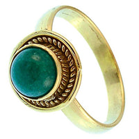 Load image into Gallery viewer, Messing Ringe Onyx grün rund Zopf Rand antik golden nickelfrei Tribal Schmuck Steinringe - chic - net.de
