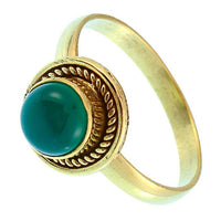 Load image into Gallery viewer, Messing Ringe Onyx grün rund Zopf Rand antik golden nickelfrei Tribal Schmuck Steinringe - chic - net.de
