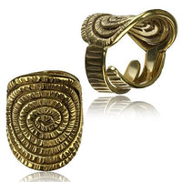 Load image into Gallery viewer, Messing Ringe verstellbar überlappend antik golden breit und schmal - chic - net.de

