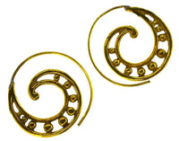 Load image into Gallery viewer, Messing Spirale Ohrringe Piercing Kugeln antik gold - chic - net.de
