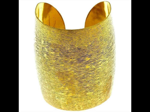 Messing Tribal Armreif golden schraffiert breit gewölbt 67 mm nickelfrei verstellbar antik Brass - chic - net.de