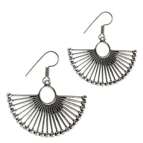 Messingohrringe versilbert Ohrhänger Halbkreis Stäbe Kugeln 925 sterling Silber - chic - net.de