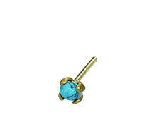 Load image into Gallery viewer, Nasen Stecker Piercing Pin Türkis Stein Brass gold - chic - net.de
