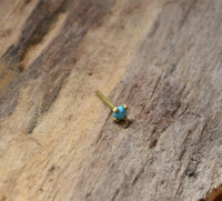 Load image into Gallery viewer, Nasen Stecker Piercing Pin Türkis Stein Brass gold - chic - net.de

