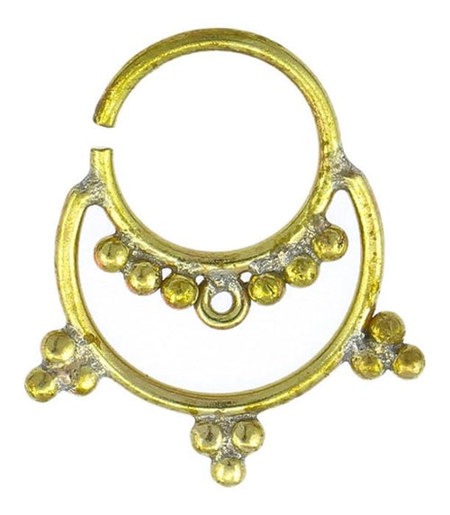 Nasenringe Kreis Punkte Sichel Messing Septum Piercing antik goldfarben nickelfrei Tribal Nase Brass - chic - net.de