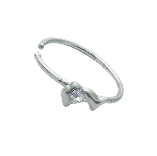 Nostril Piercing Nasenring 925 Sterling Silber Kristall Delfin weiß Glitzer Kugelenden - chic - net.de