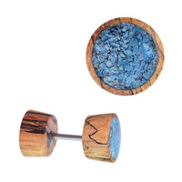 Load image into Gallery viewer, Fake Holz Plug Piercing Edelstahl Inlay Türkis Perlmutt verschiedene Motive
