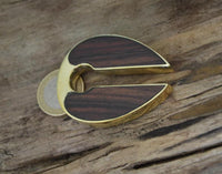 Load image into Gallery viewer, Ohrgewicht Brass 14mm Tropfen Schlüsselloch Holz Inlay - chic - net.de

