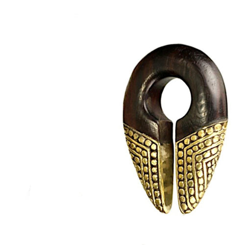 Ohrgewicht Brass Holz Schlüsselloch Dots 10mm Piercing - chic - net.de