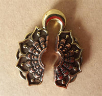 Load image into Gallery viewer, Ohrgewichte Lobe Piercing Lotus Blüte Brass antik gold Kupfer rotgold 18mm 40,3g - chic - net.de
