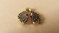 Load image into Gallery viewer, Ohrgewichte Lobe Piercing Lotus Blüte Brass antik gold Kupfer rotgold 18mm 40,3g - chic - net.de
