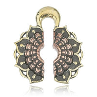 Load image into Gallery viewer, Ohrgewichte Lobe Piercing Lotus Blüte Brass antik gold Kupfer rotgold 18mm 40,3g - chic - net.de
