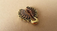 Load image into Gallery viewer, Ohrgewichte Lobe Piercing Lotus Blüte Brass antik gold Kupfer rotgold 18mm 40,3g - chic - net.de
