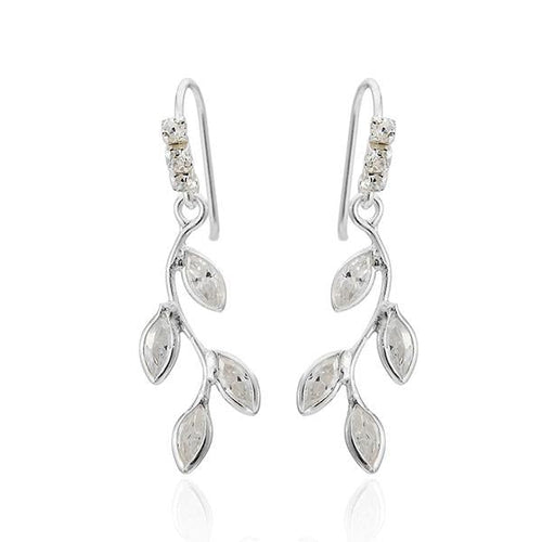 Ohrhänger Ohrringe 925er Sterling Silber nickelfrei Damen Zirkonia Blätter - chic - net.de