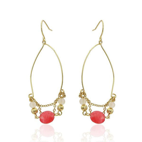 Ohrringe 18 karat vergoldet Ketten oval rund Steine rosa weiß Tropfen nickelfrei - chic - net.de