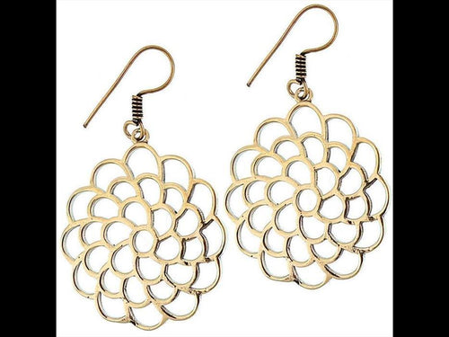 Ohrringe Blume mehrreihig Messing antik golden nickelfrei Tribal Brass Ohrhänger glänzend - chic - net.de