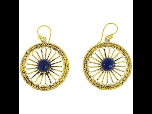 Ohrringe Blume Zopf Lapis Messing Brass antik golden Tropfen Ohrhänger nickelfrei Tribal Schmuck - chic - net.de