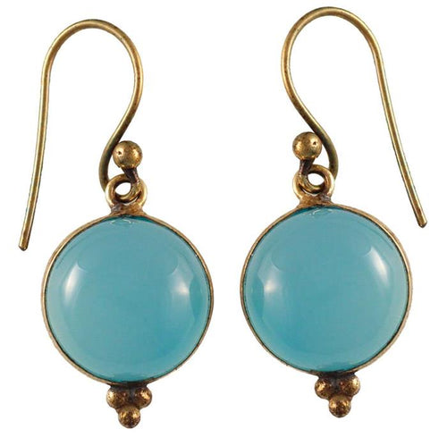 Ohrringe Chalcedon Kreis Dreieck Messing antik golden Damen Ohrhänger nickelfrei Schmuck - chic - net.de