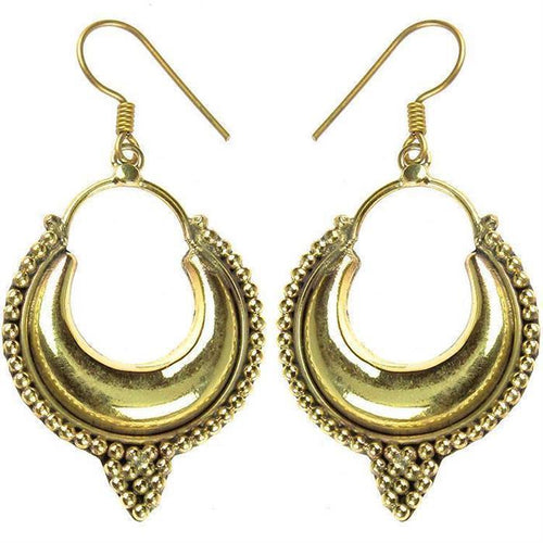 Ohrringe Creolen dick Kugeln Rand Spitze Messing antik golden Damen nickelfrei Piercing Tribal Brass - chic - net.de