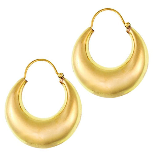 Ohrringe Creolen Sichel dick glänzend Messing Brass antik golden Tribal nickelfrei Piercing Bronze - chic - net.de
