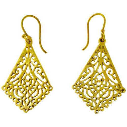 Ohrringe Drache umgedreht Ornamente Messing antik golden nickelfrei Tribal Brass Ohrhänger glänzend - chic - net.de