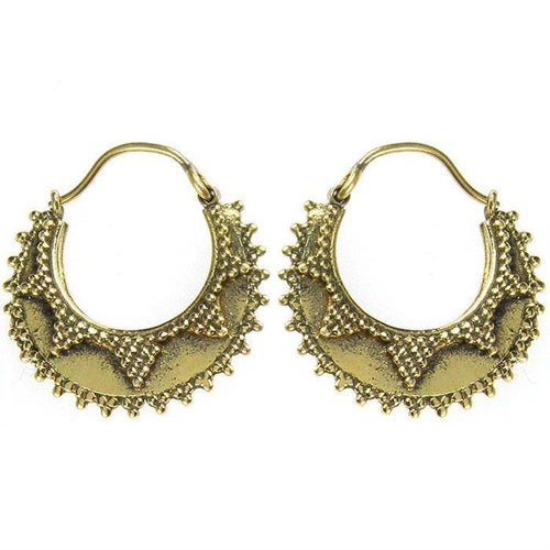 Ohrringe dunkel Dreiecke Sichel Messing Brass antik golden nickelfrei Tribal Schmuck Piercing - chic - net.de