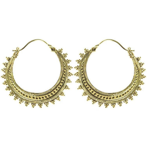 Ohrringe dunkel Dreiecke Striche rund Messing Brass antik golden nickelfrei Tribal Schmuck Piercing - chic - net.de