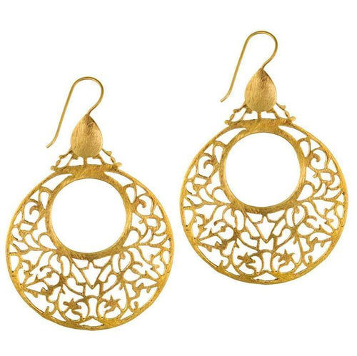 Ohrringe gebürstet Kreis Tropfen Ranken Messing antik golden nickelfrei Tribal Ohrhänger - chic - net.de