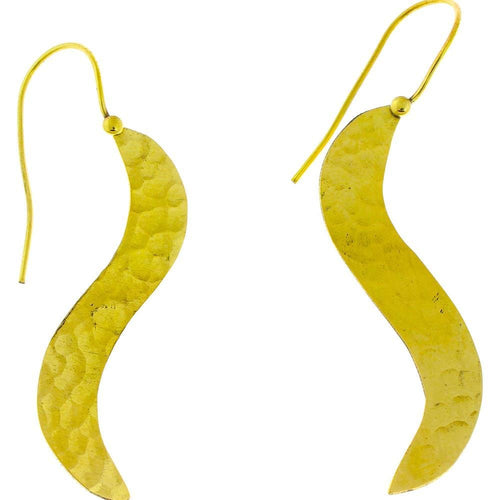 Ohrringe gehämmert S geschwungen Messing antik golden Ohrhänger nickelfrei Tribal Brass lang - chic - net.de