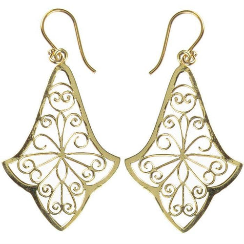 Ohrringe Glockenblume Spiralen glänzend Messing antik golden Damen Ohrhänger nickelfrei Tribal Brass - chic - net.de
