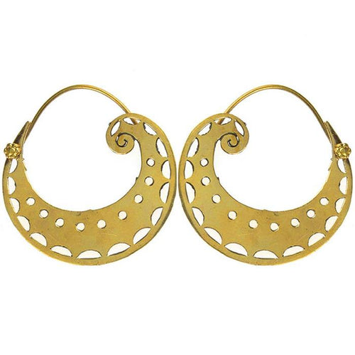 Ohrringe Halbkreis Spiralschnecke Zacken Messing antik golden Tribal nickelfrei Piercing Brass - chic - net.de