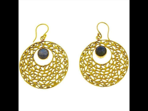 Ohrringe Kreis gestanzt Mondstein Mandel Messing antik golden Tribal Ohrhänger nickelfrei Schmuck - chic - net.de