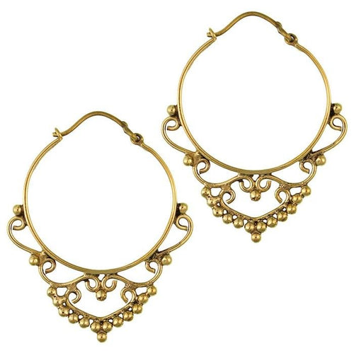 Ohrringe Kreis Spiralen Kugeln Messing Brass antik golden Tribal nickelfrei Piercing Schmuck - chic - net.de